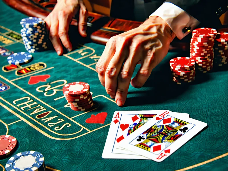 Hình ảnh trò chơi bài Baccarat hoặc Blackjack, tượng trưng cho sự sang trọng của sòng bạc trực tuyến