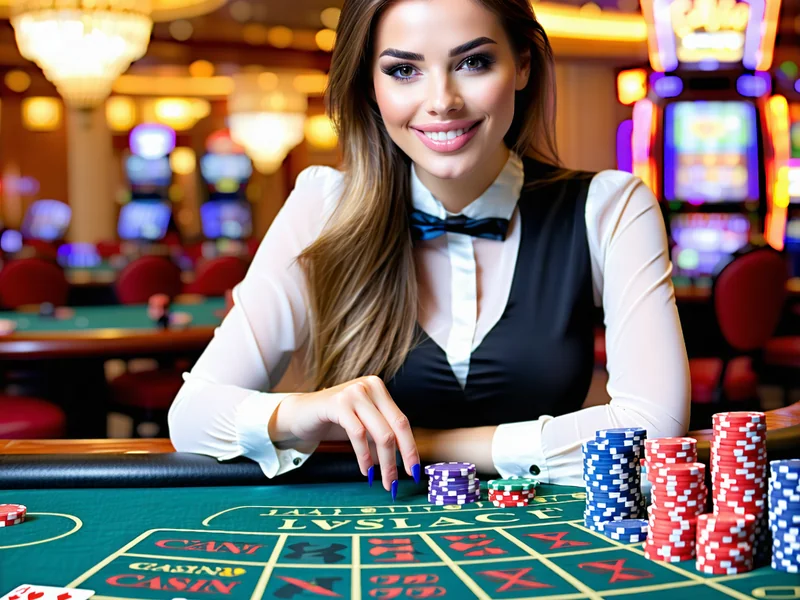 Hình ảnh người chia bài chuyên nghiệp đang tương tác với người chơi tại bàn Baccarat trực tuyến Suncity888