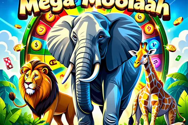 Hình ảnh game Mega Moolah với chủ đề safari châu Phi và biểu tượng jackpot lũy tiến khổng lồ, thu hút người chơi tại suncity888.
