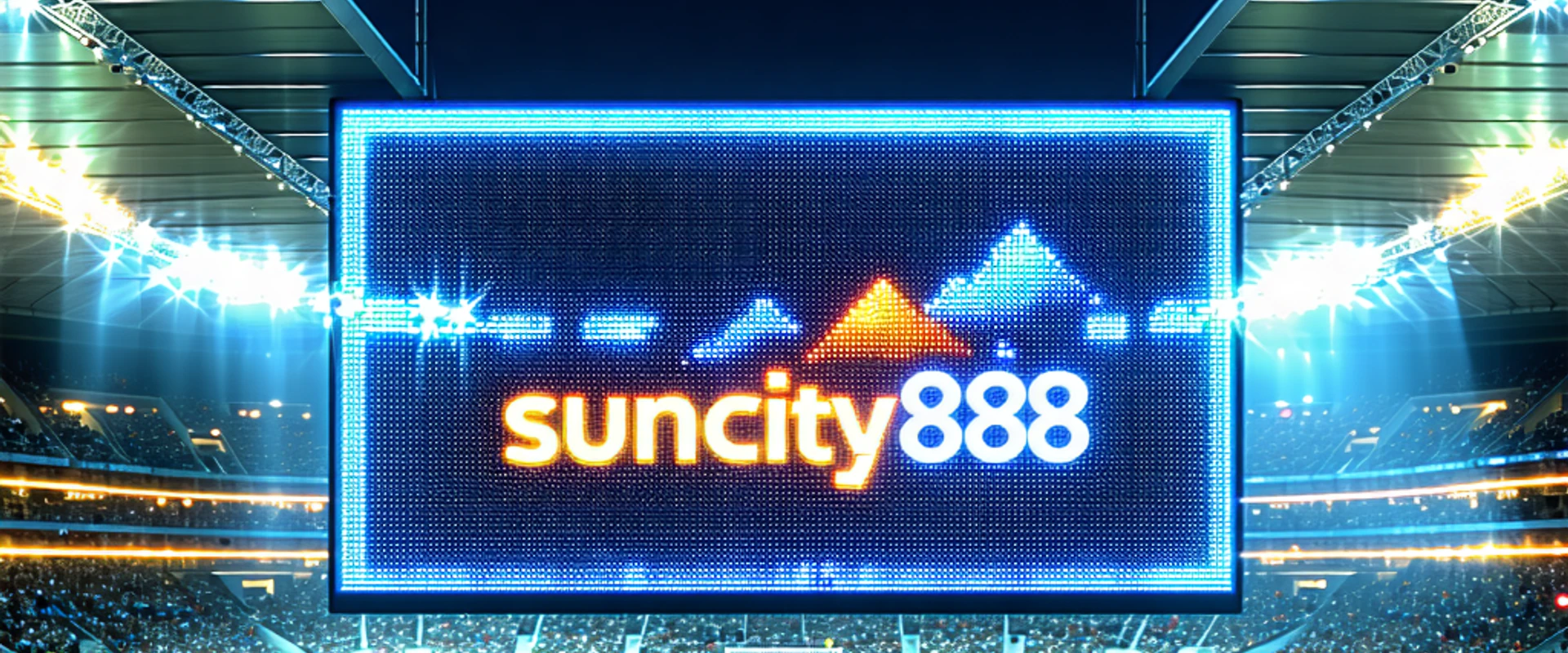 Hình ảnh sân vận động bóng đá với giao diện cá cược suncity888