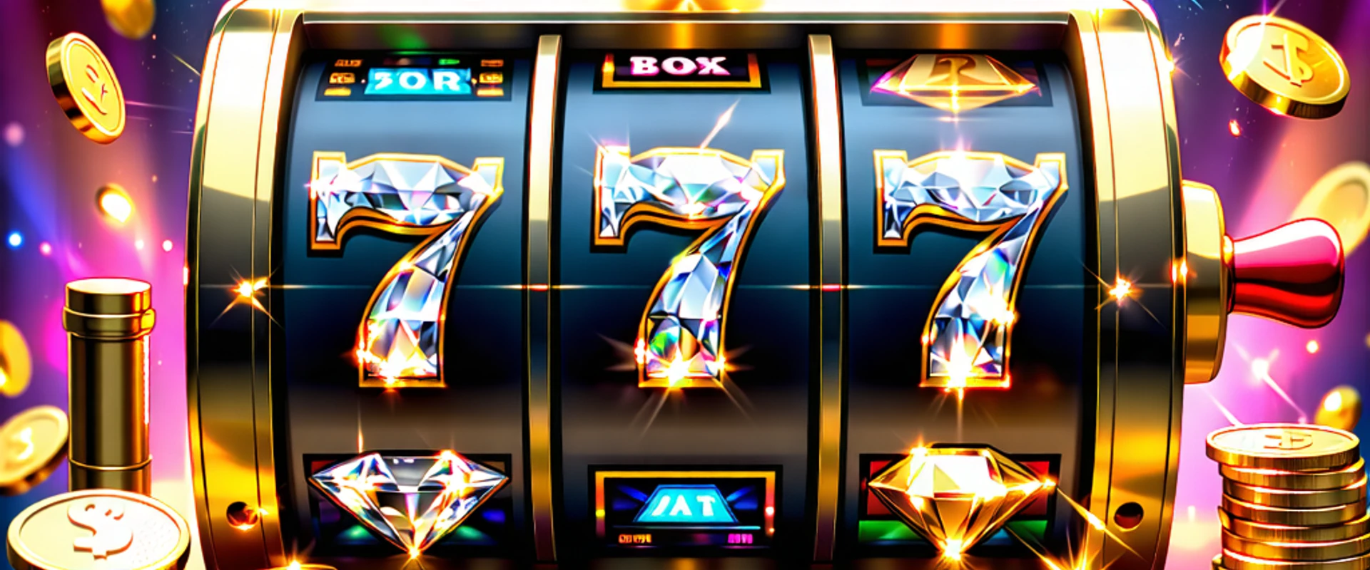 Hình ảnh tổng quan về trò chơi slot tại suncity888, với các biểu tượng may mắn và tiền vàng, thể hiện sự đa dạng và hấp dẫn của các game slot.