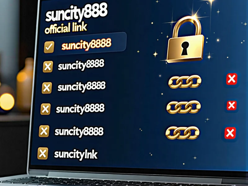 Hình ảnh minh họa các liên kết Suncity888 chính thức, an toàn, có biểu tượng khóa bảo mật