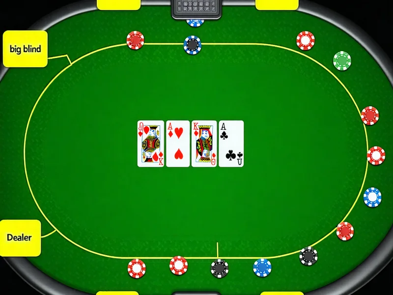 Sơ đồ vị trí người chơi trên bàn Texas Hold'em